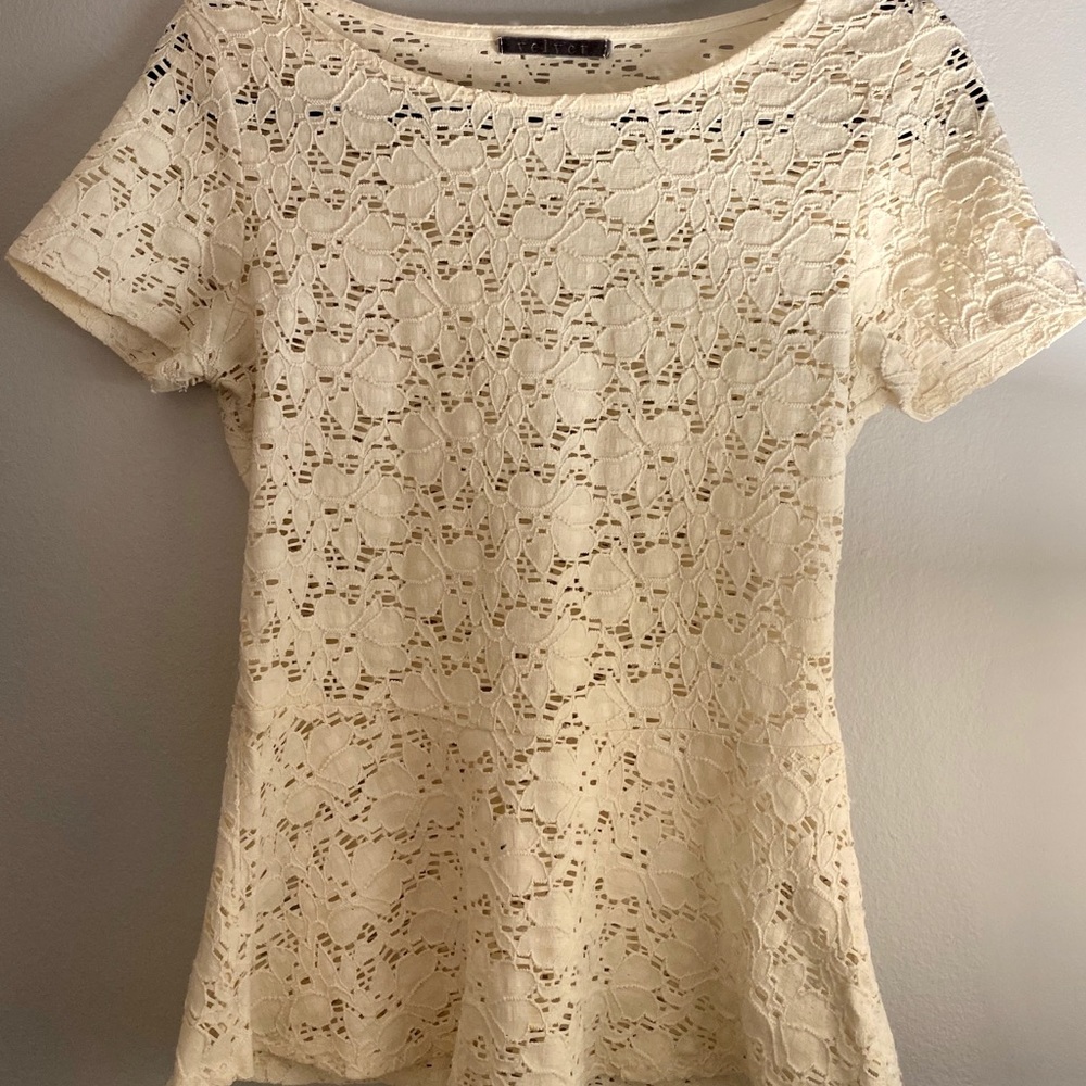 Velvet Peplum Short-Sleeve Top